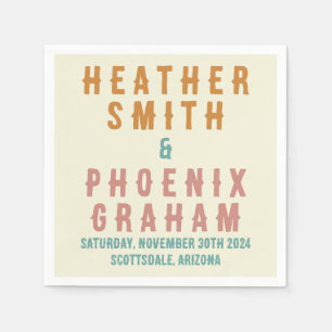Retro Bold Typografie Bright Custom Wedding Serviette