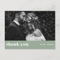 Retro Bold Typografy Sage Green Wedding Vielen Dan