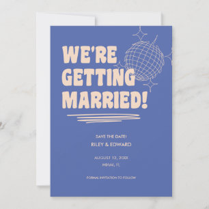 Retro Bold "Wir heiraten" Blaue Hochzeit Save The Date