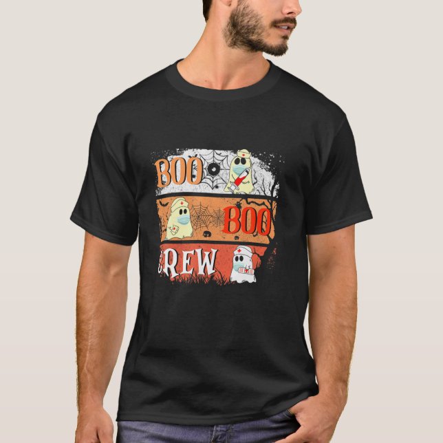 Retro Boo Crew Ghost Hippie Halloween Trick Tr T-Shirt (Vorderseite)