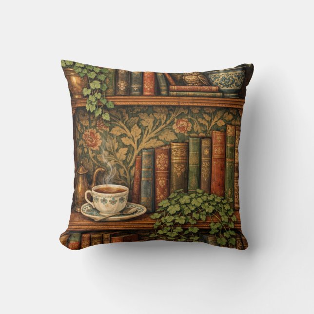 Retro book lover art kissen (Vorderseite)