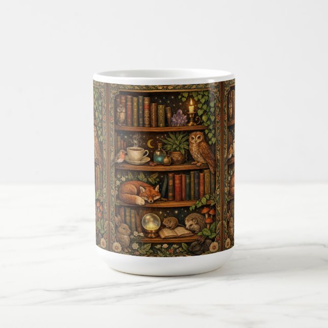 Retro book lover woodland animals kaffeetasse (Mittel)