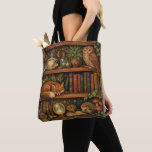 Retro book lover woodland animals tasche<br><div class="desc">A cozy retro-inspired design featuring a charming bookshelf filled with vintage books,  delicate botanical accents,  cute woodland animals and a comforting cup of tea or coffee.</div>