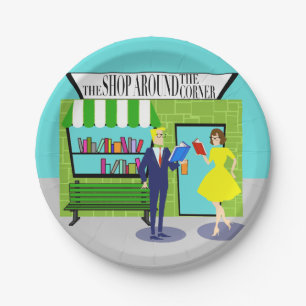 Retro Book Lovers Paper Plate Pappteller