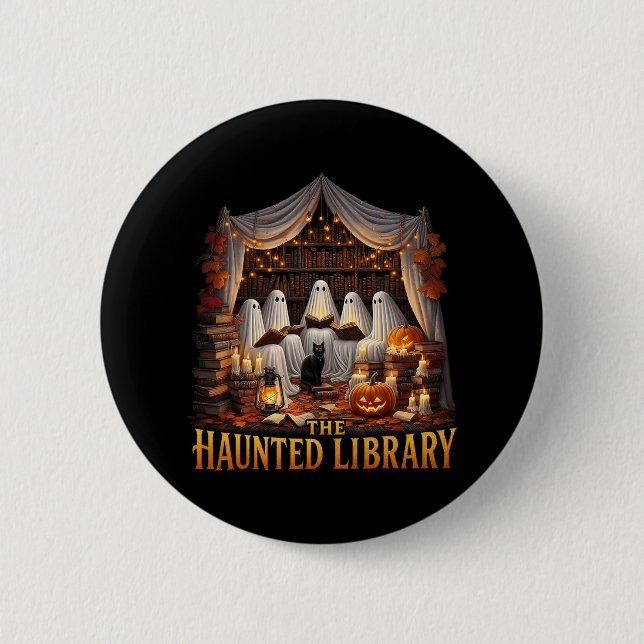 Retro Booklet Hexe Boo Ghost Spuk Bookstore Ha Button (Vorderseite)