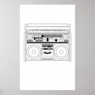 Retro Boom Box/Getto Blaster T - Shirt Poster