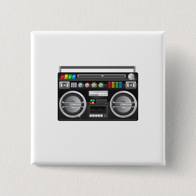 Retro-Boombox-Ghetto-Blaster-Grafik Button (Vorderseite)