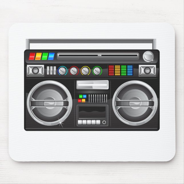 Retro-Boombox-Ghetto-Blaster-Grafik Mousepad (Vorne)
