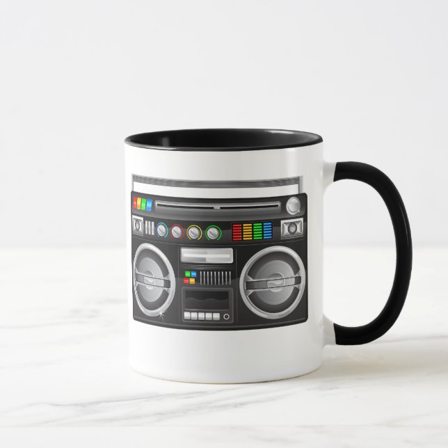 Retro-Boombox-Ghetto-Blaster-Grafik Tasse (Rechts)