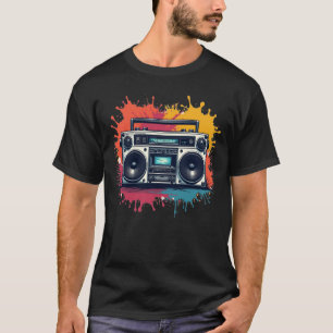 Retro Boombox Graphic Music T - Shirt der 90er Jah