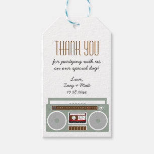 Retro Boombox Indie Mixtape Hochzeit rot / schwarz Geschenkanhänger