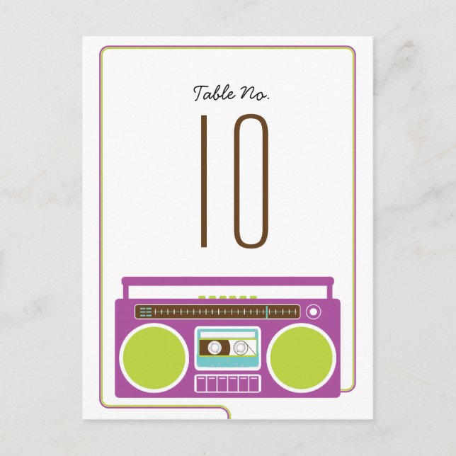 Retro Boombox Indie Mixtape Wedding (Lila/Limon) Postkarte (Vorderseite)