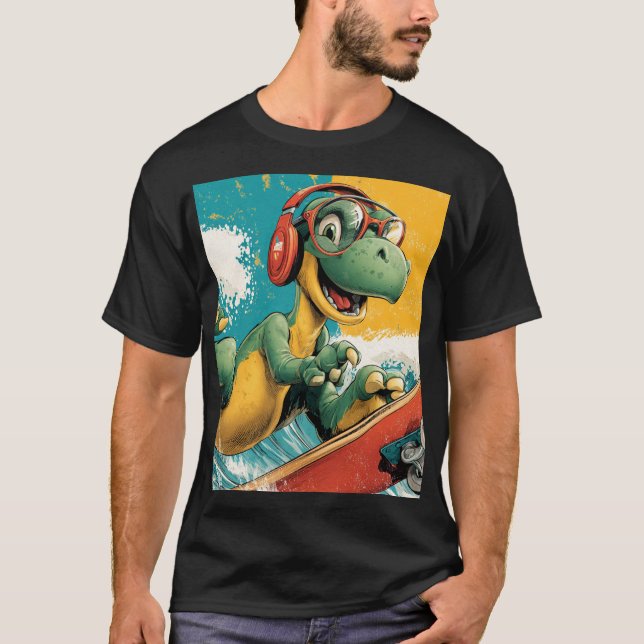 Retro Boombox Robot with Headphones T-Shirt (Vorderseite)