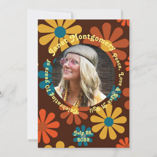 Retro Boomer Blume Power Foto Geburtstag Einladung