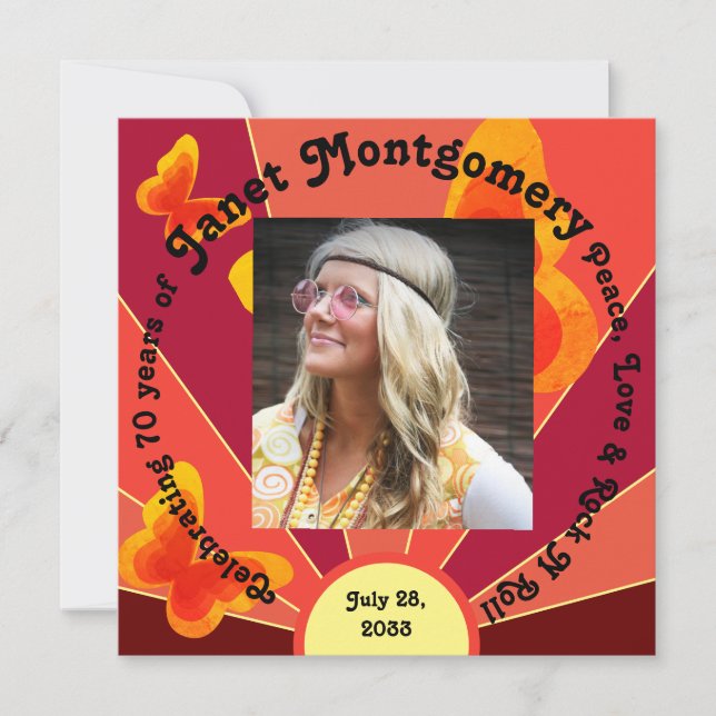 Retro Boomer Hippy Sunrise Photo Birthday  (Vorderseite)