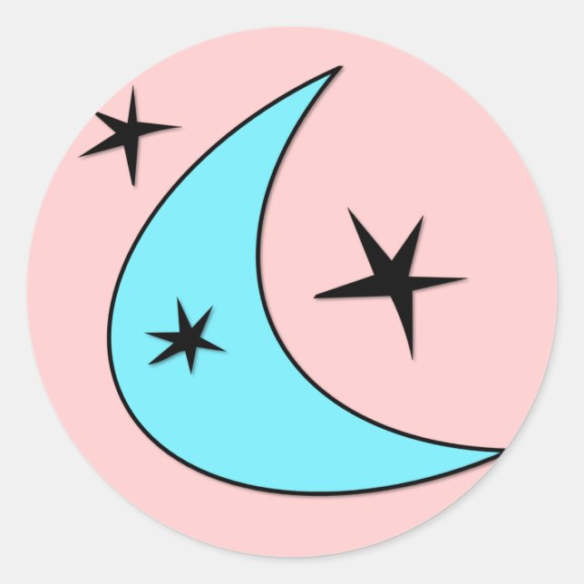 Retro Boomerang Stars Runder Aufkleber (Vorderseite)