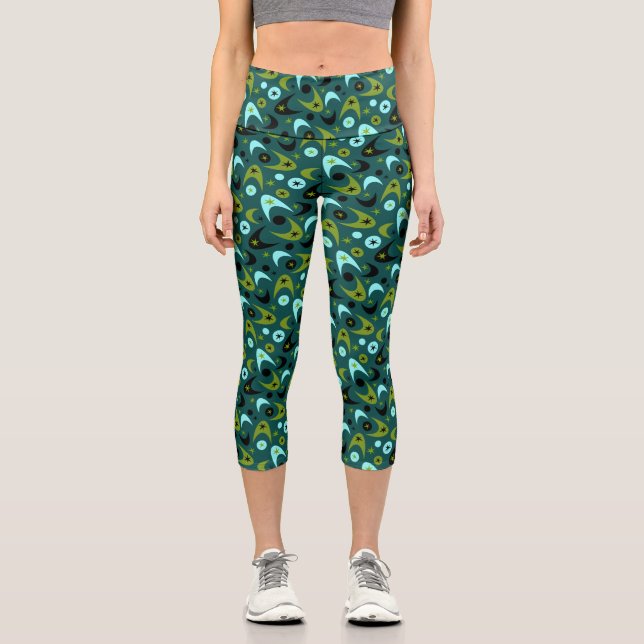 Retro Boomerangs Capri Leggings (Vorderseite)