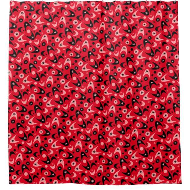 Retro Boomerangs Duschvorhang (Vorderseite)