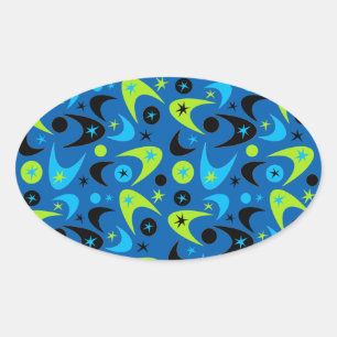 Retro Boomerangs Ovaler Aufkleber