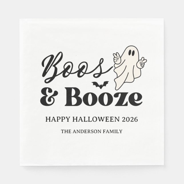 Retro Boos & Booze Spooktacular Halloween Serviette (Vorderseite)