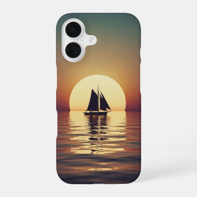 Retro-Boot auf ruhiger See iPhone 16 Hülle (Rückseite)