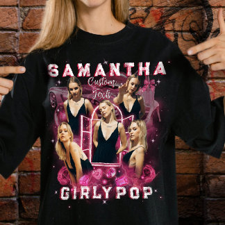Retro Bootleg Pink Girly Add Photos Custom Trendy T-Shirt