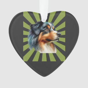 Retro Border Collie Sonnenstrahl Grafikdesign Ornament