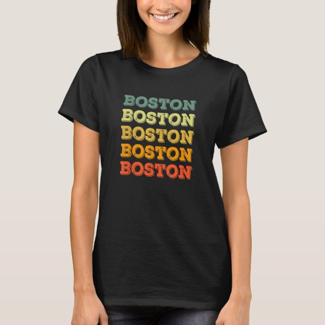 Retro Boston Massachusetts Vintager US-Staat T-Shirt (Vorderseite)