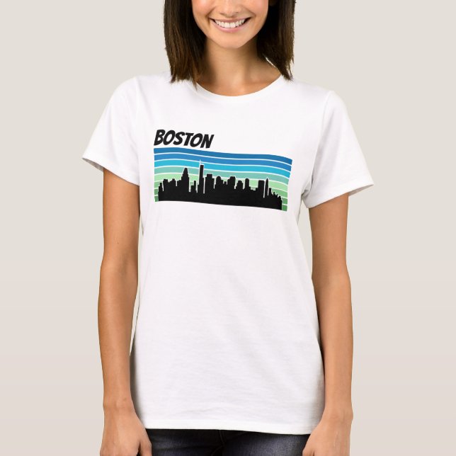 Retro Boston-Skyline T-Shirt (Vorderseite)