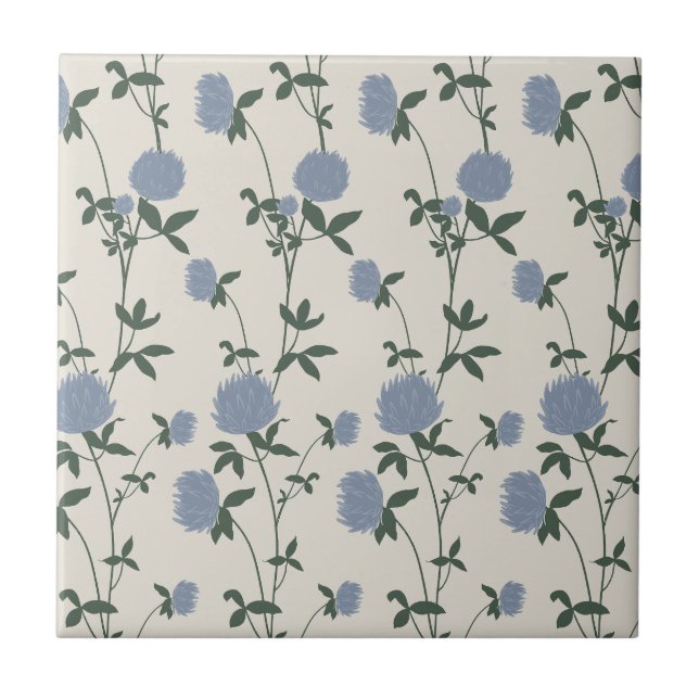 Retro Botanical Meadow Clover | French Linen Fliese (Vorderseite)