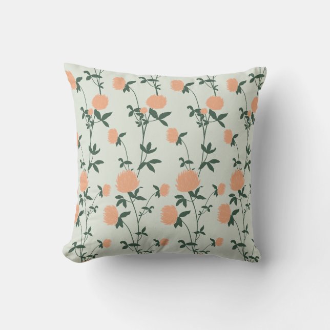 Retro Botanical Meadow Clover | Soft Spring Kissen (Vorderseite)