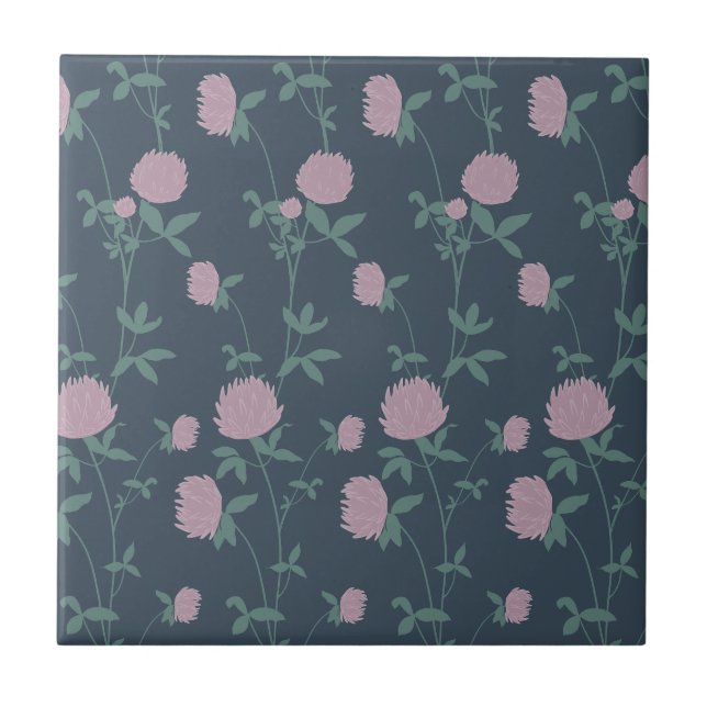 Retro Botanical Meadow Clover | Twilight Meadow Fliese (Vorderseite)