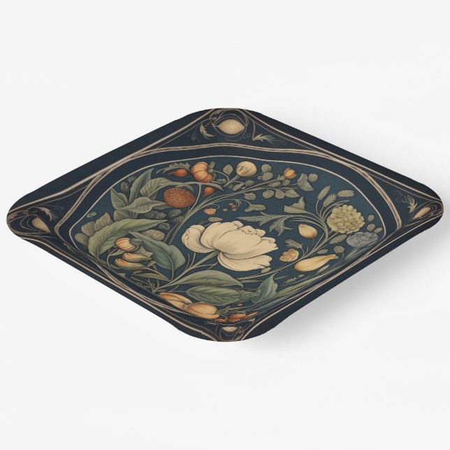 Retro Botanical Samhain / Halloween-Party Teller (Gewinkelt)