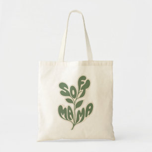 Retro-Botanik "Soft Mama" Blatt-Typografie-Design Tragetasche