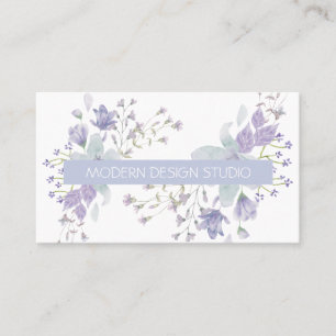 Retro botanisch florale Aquarellfarbe dustig blaue Visitenkarte