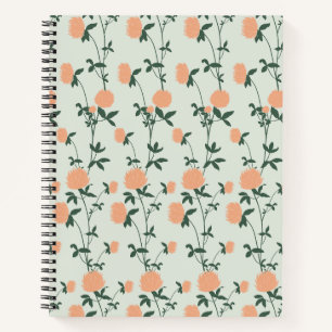Retro Botanische Wiesen Klee Sanfter Frühling Notizbuch
