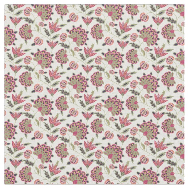 Retro-Botanischer Damast-Boho-Muster  Stoff (Nahaufnahme)
