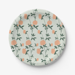 Retro-Botanischer Wiesen-Klee | Sanfter Frühling Pappteller