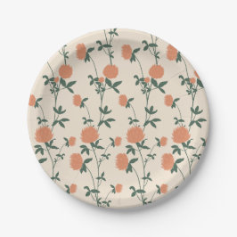 Retro-Botanischer Wiesen-Klee | Sonnengebrannter T Pappteller