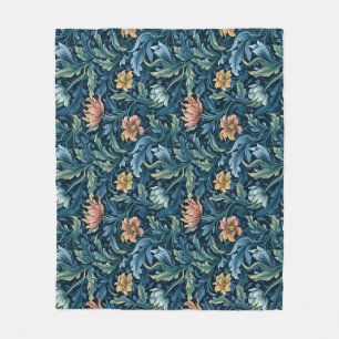 Retro-botanisches Muster blau Fleecedecke