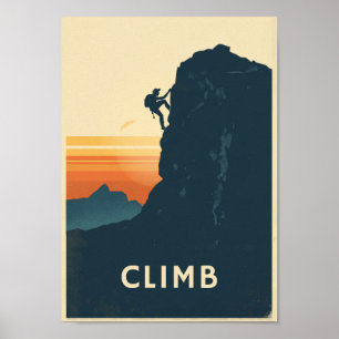 Retro Boulderingkletterwand Kunst Poster