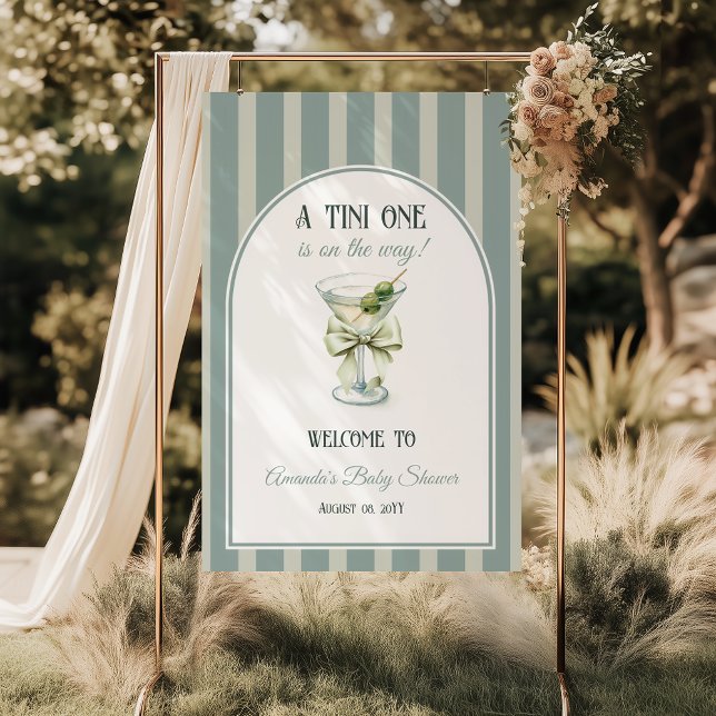 Retro Bow Tini One Martini Baby Shower Welcome Poster (Von Creator hochgeladen)
