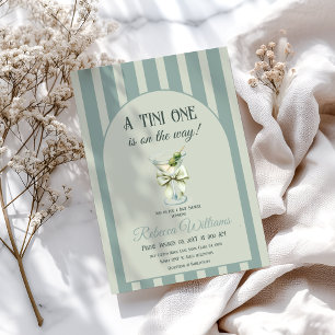 Retro Bow Tini One Olive Martini Babydusche Einladung