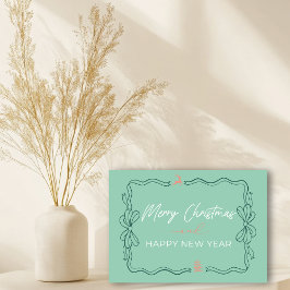 Retro Bow & Trees Doodles Faltkarte Karte