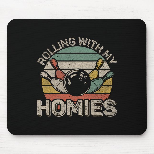 Retro Bowling Bowler Team F Mousepad (Vorne)