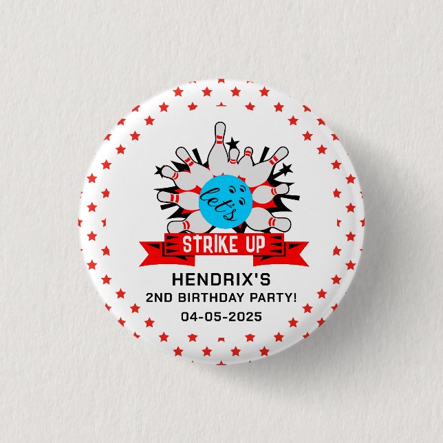 Retro Bowling Kids 1st Birthday Party Button (Vorderseite)
