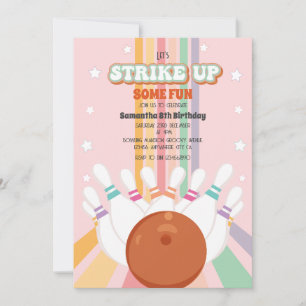 Retro Bowling Kindergeburtstag Party Einladung