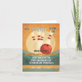 Retro Bowling Kindergeburtstag Party Einladung
