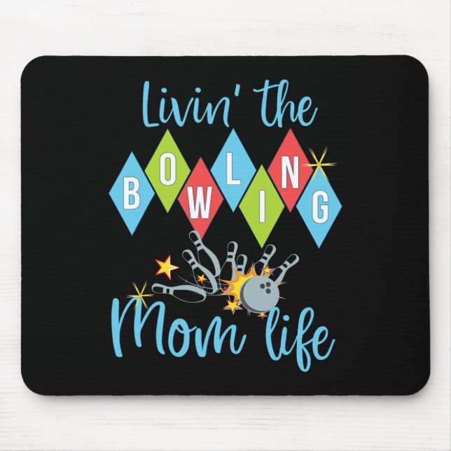 Retro-Bowling-Mama Bowlerin Königin D  Mousepad (Vorne)