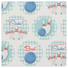 Retro Bowling Muster Bowling Ball Buttone Stoff